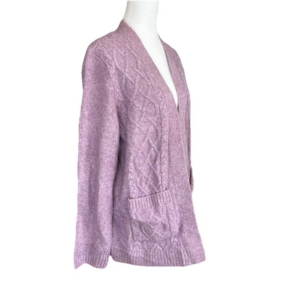 Croft &Barrow Cardigan Women’s Size M Purple Open Front Long Sleeve Knit Sweater - Picture 6 of 8